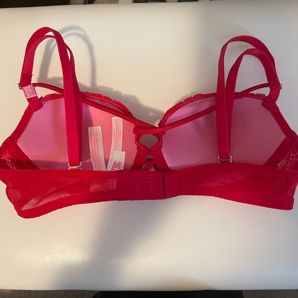 PINK brand red strapped lace push-up bra 32B - Picture 6 of 10